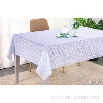 Customized white lace table cloth PVC Material